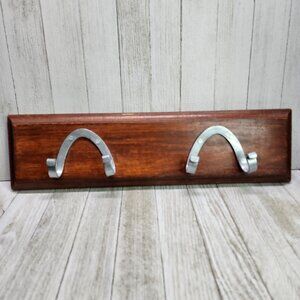 VTG Wooden Indian Metal Hanging Coat Key Hook Wall Mounted 4 Holder Horseshoe
